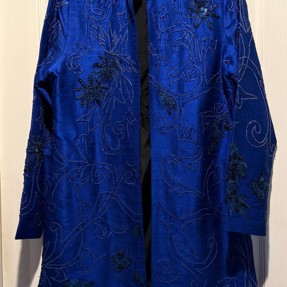Anage Royal Blue Silk Open-Front Jacket